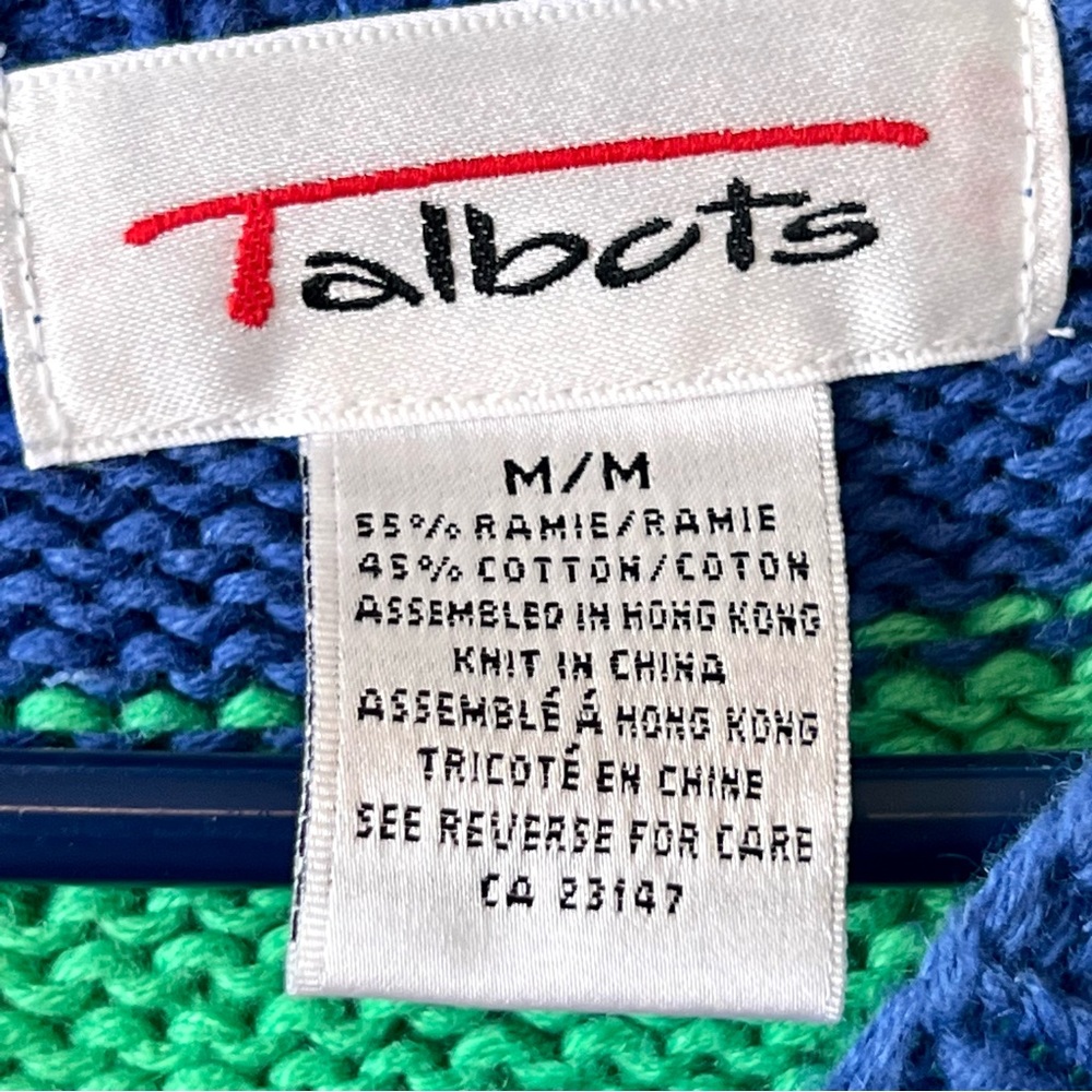 Vintage TALBOTS Ramie Cotton Embroidered Ocean Fish Crew Neck Sweater—SZ. Med - Picture 6 of 13